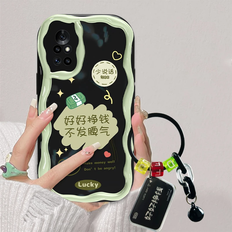 适用于华为nova8好好挣钱手机壳简约创意奶油硅胶全包防摔软壳女