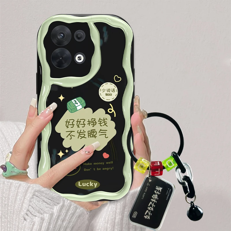 适用于OPPO Reno8好好挣钱奶油手机壳创意硅胶全包防摔软壳女款