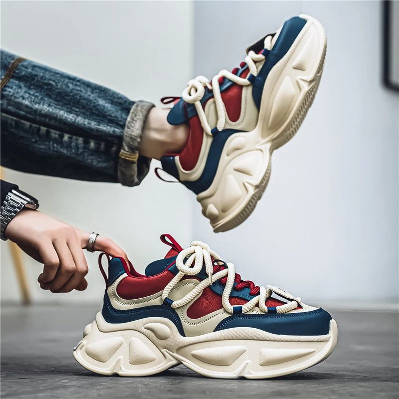 欧洲站2025年新款厚底增高老爹鞋网红同款百搭时尚复古潮男鞋