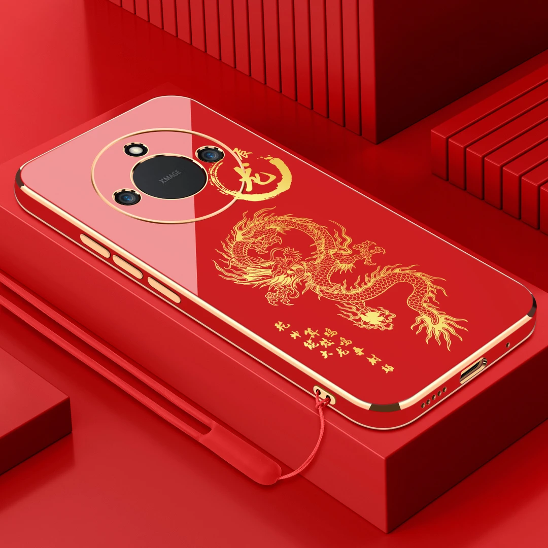 荣耀x50电镀手机壳十二生肖直边国潮硅胶全包软壳防摔保护套