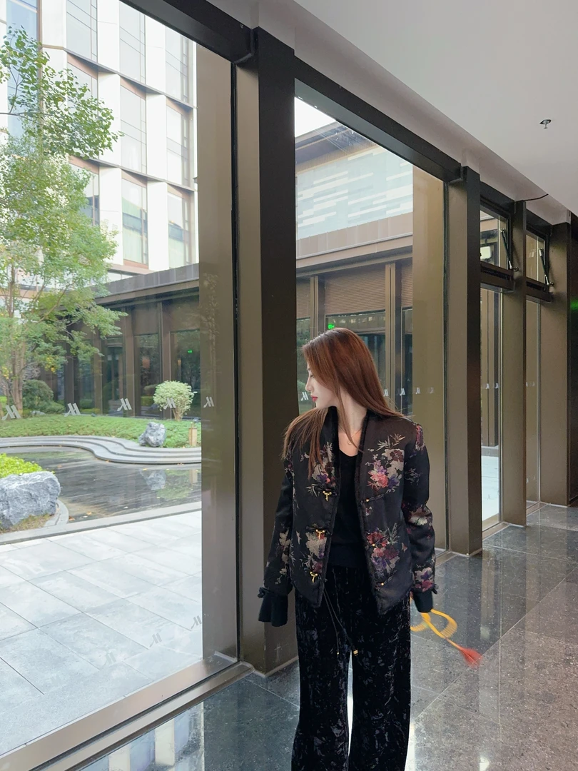 「云.景」霓裳.新中式国风烫金高级感双穿毛毛宽松老钱风外套