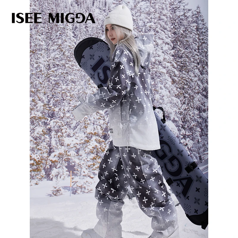 ISEEMIGGA【银霜松露】24年新款3L防风防水滑背带裤雪服