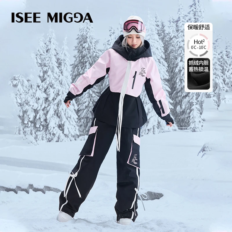 ISEEMIGGA【雪地甜心】新款刺绣logo3L防风防水滑雪服运动玩咖