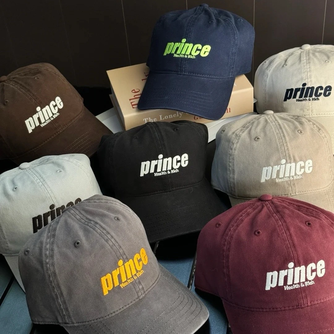 prince字小众设计师高品质2024棒球帽软顶鸭舌帽特别配色磨毛质感