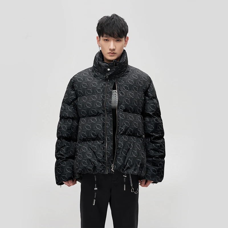 CANOTWAIT陈伟霆CNW  LOGO满印廓形潮流棉服休闲宽松保暖冬季立领