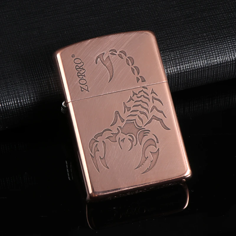 ZORRO佐罗 蝎子 紫铜精雕 可盘玩可包浆 煤油打火机原铜男士火机