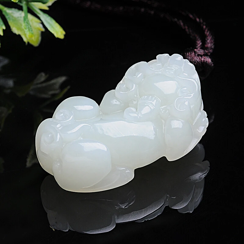 天然和田玉貔貅吊坠挂件男女款皮丘情侣羊脂白玉项链带证书玉梦得