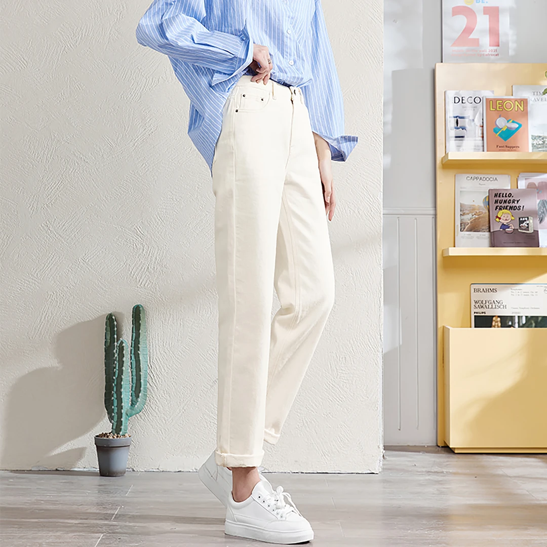 DB639   唐狮牛仔裤女宽松直筒高腰显瘦显高小个子修身裤子