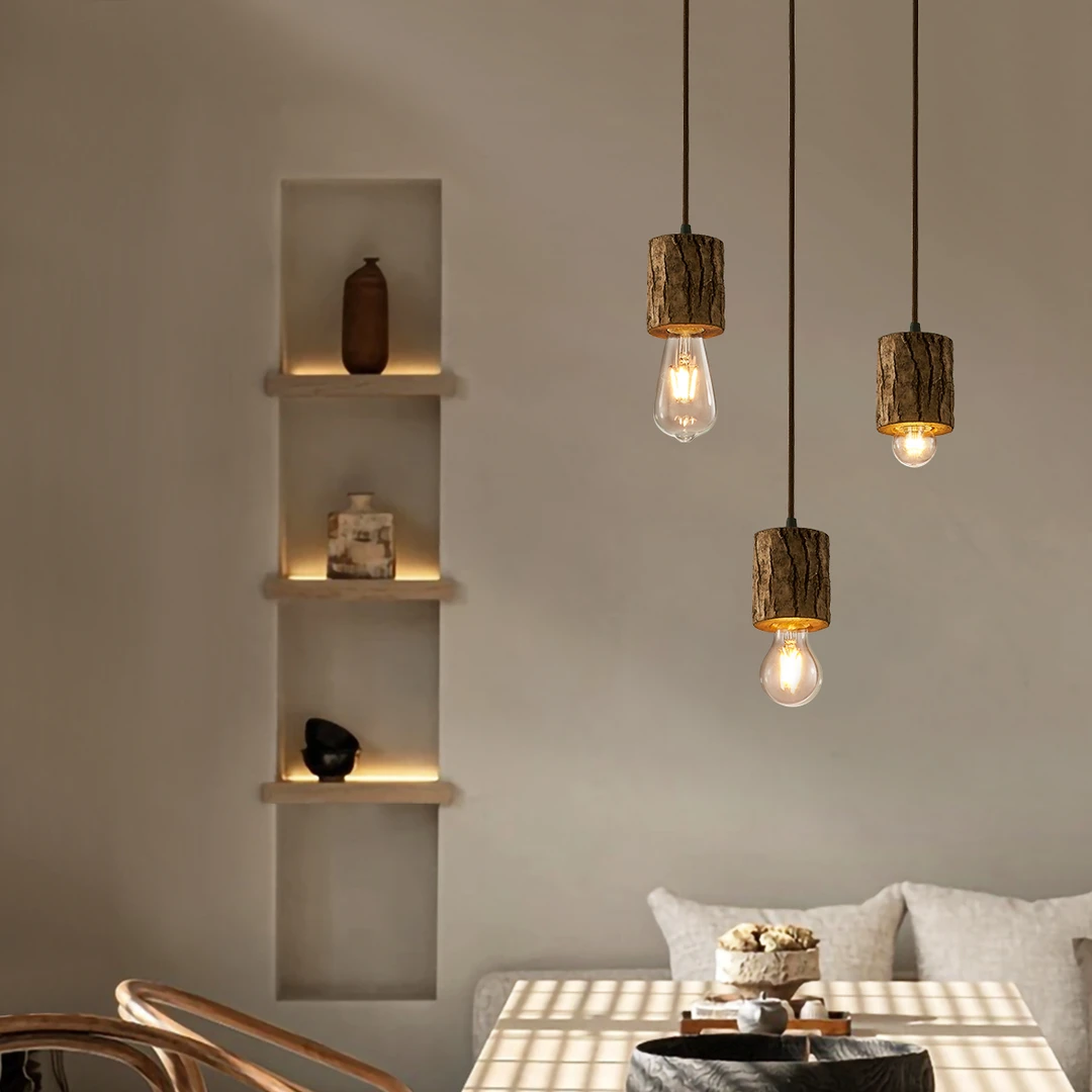 日式茶室禅意吊灯 中式吧台咖啡厅服装店民宿木头树枝侘寂风 餐厅