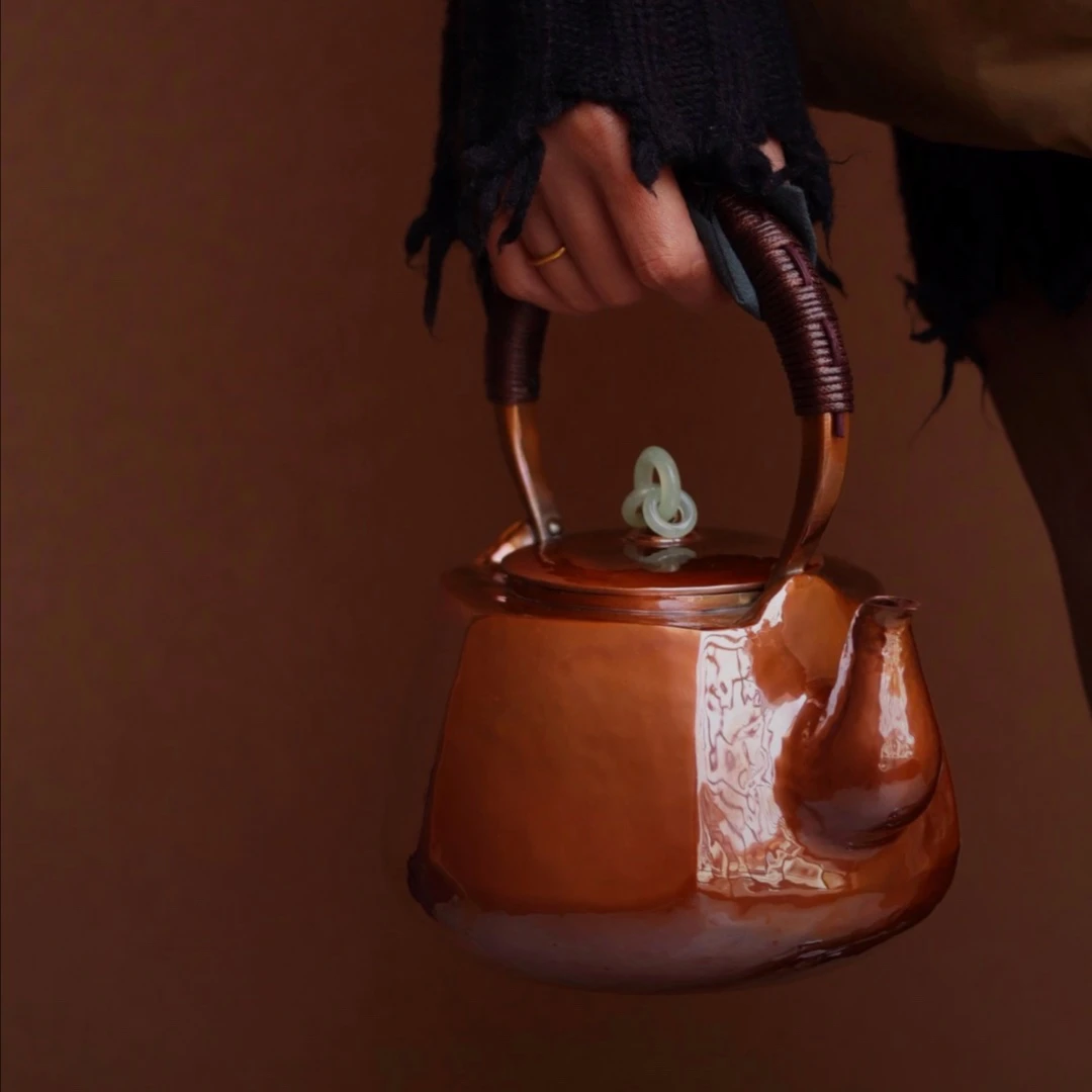 口耳一体六方壶煮水壶烧水壶铜壶1300cc