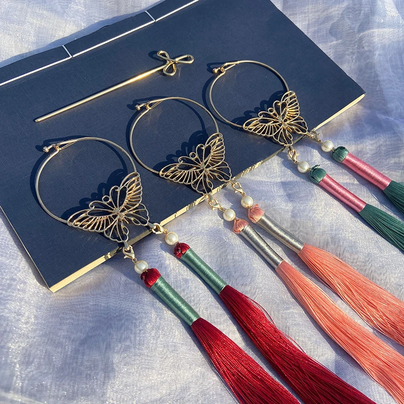 【绝版下架】国风古风发环带流苏民族风复古后压发饰可爱吊坠纯手工