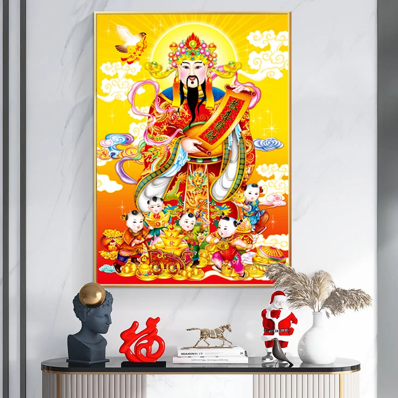 DC/蒂彩【五子送福财神】钻石画寓意發财中国风客厅玄关手工diy挂画