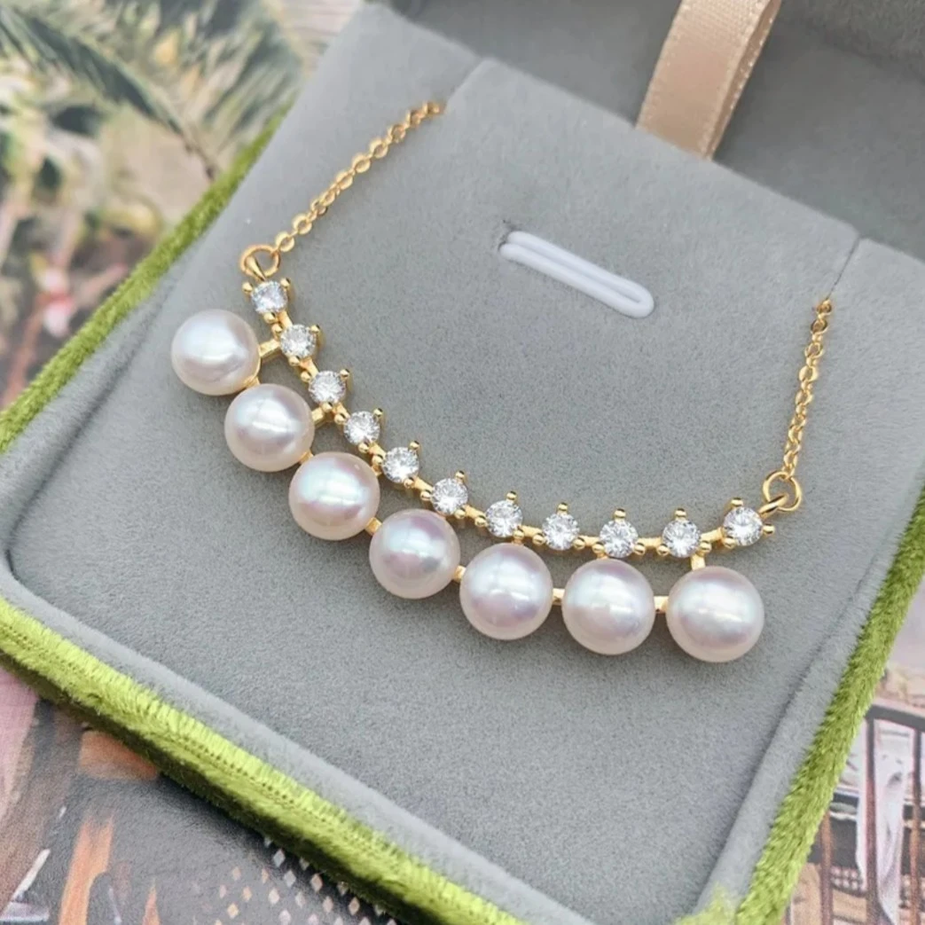 铜合金素款项链 铭珠-A15简约微笑无瑕珠项链设计款时尚百搭颈链