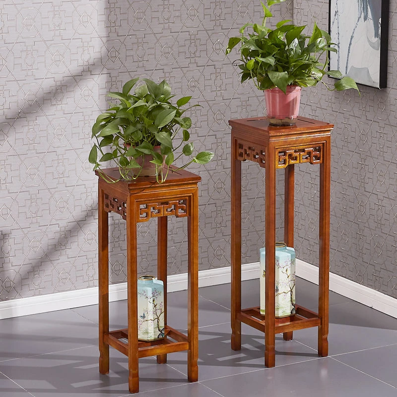 客厅阳台落地盆景原木细腻传承实木花架花几中式仿古典多层家用