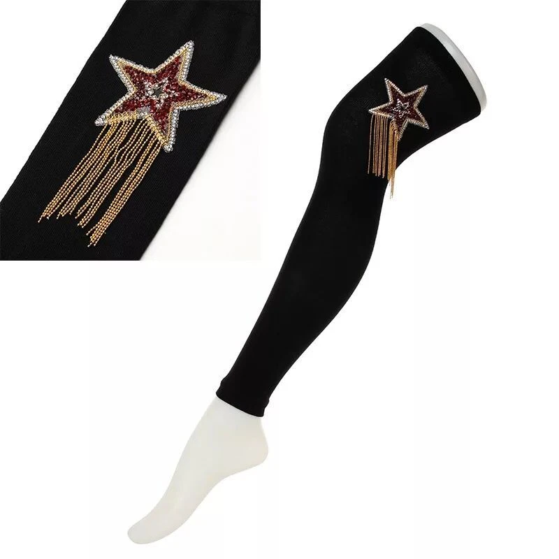 广场舞护膝袜套贴布水钻女款水兵舞袜套