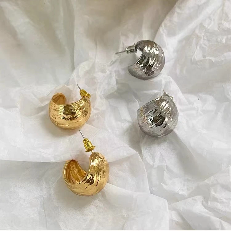 铜合金耳饰 设计感球型纹路耳环