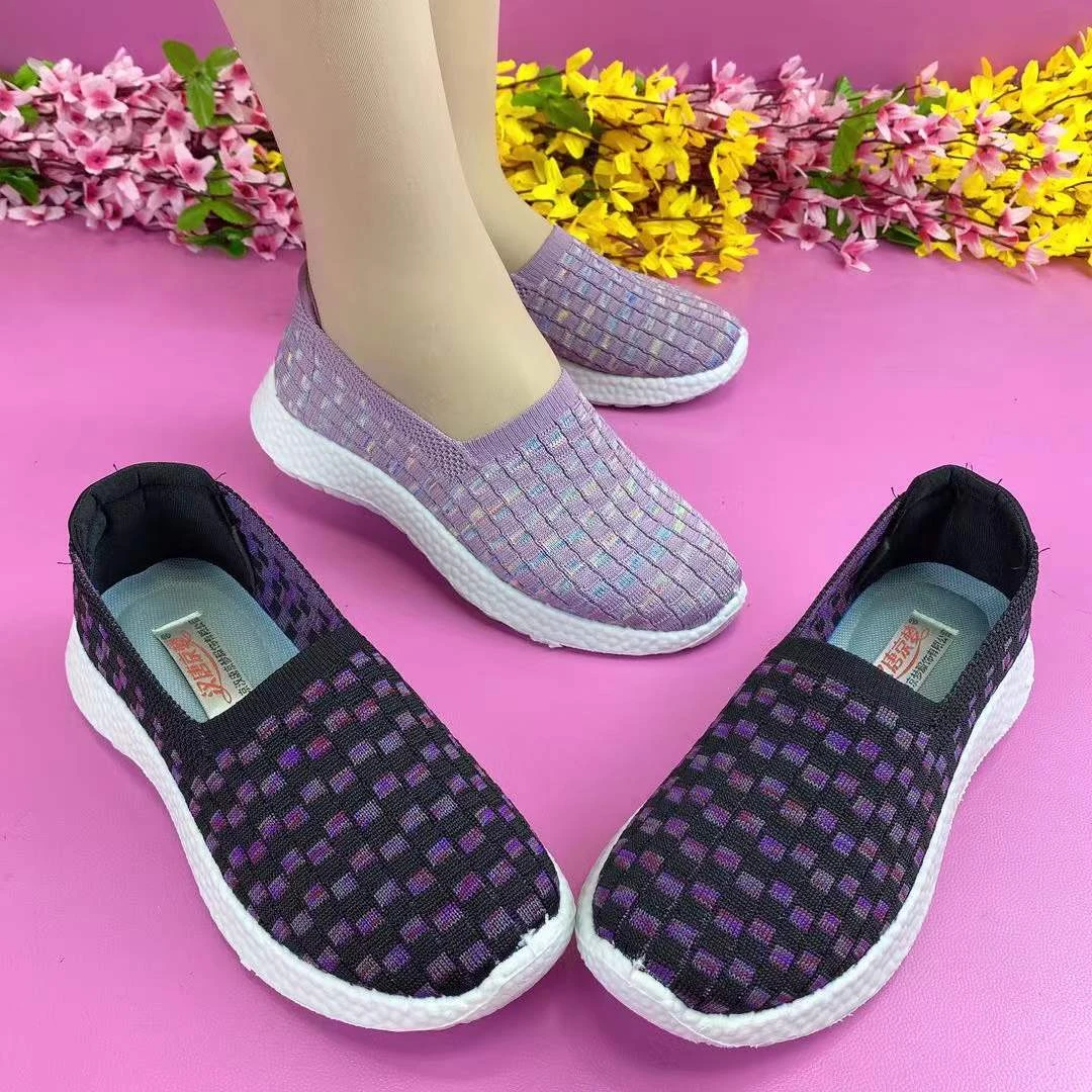 老北京布鞋女款一脚蹬单鞋女浅口软底轻便舒适健步飞织休闲妈妈鞋