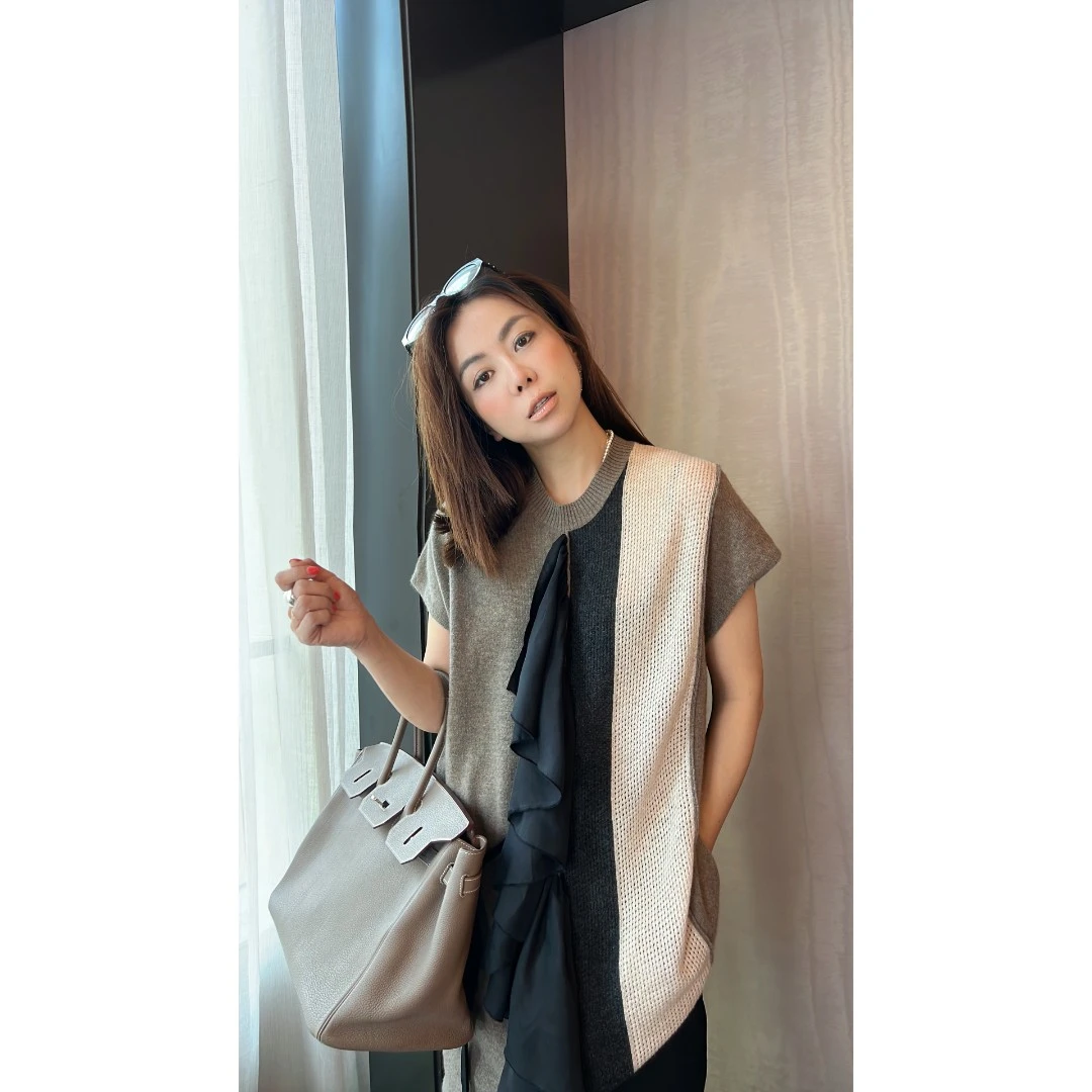 嘉玲优选  设计款拼接荷叶边时尚气质宽松圆领连衣裙 BAO-22SS-82