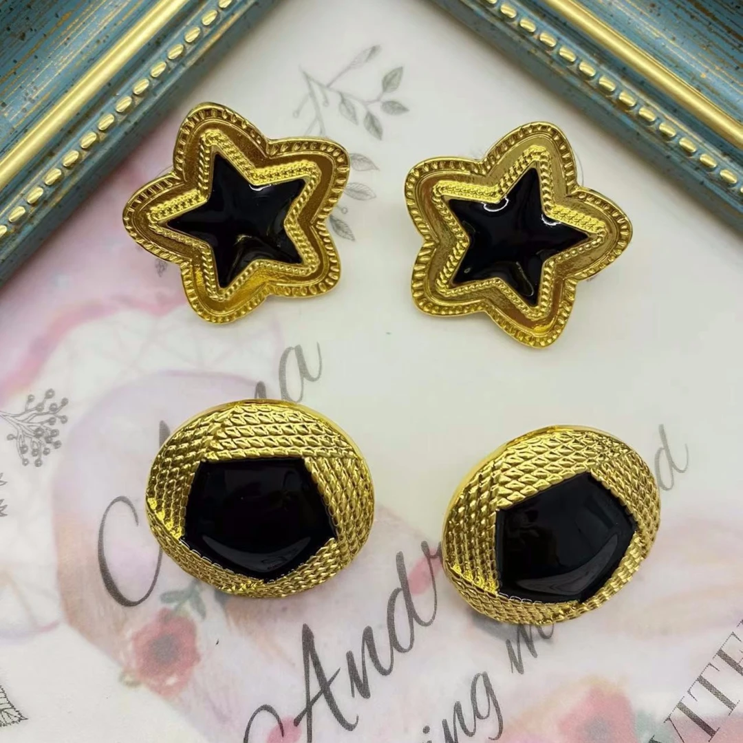 铜合金珐琅耳饰 艾森饰复古珐琅彩时尚商务风滴釉耳钉