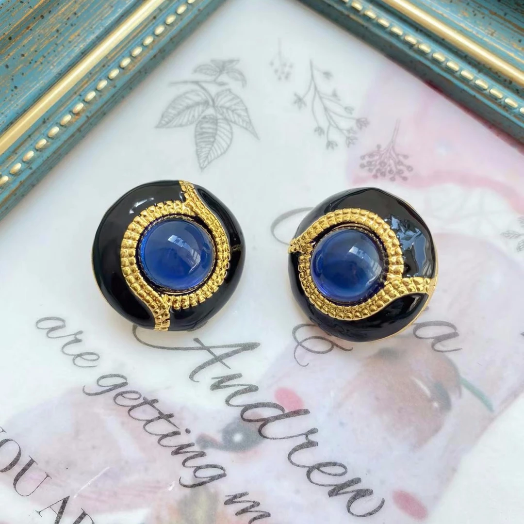 铜合金玻璃耳饰 艾森饰时尚简约滴釉琉璃耳钉