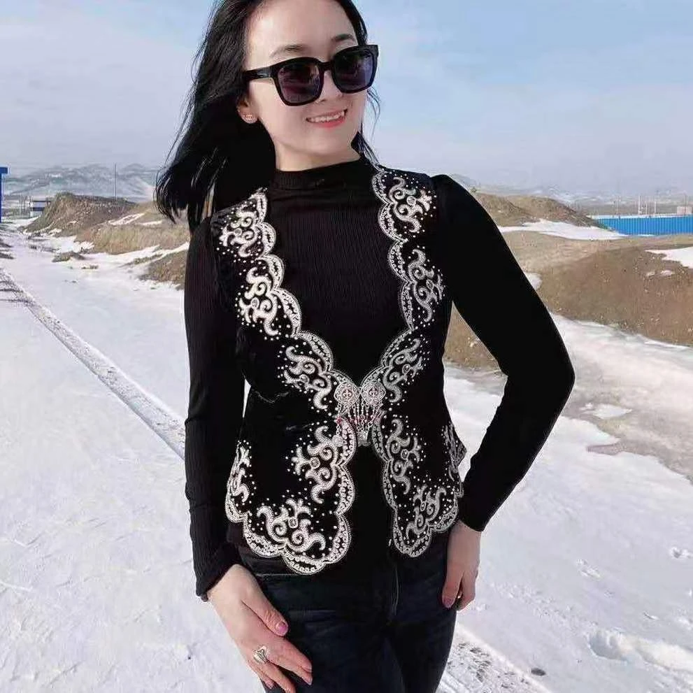 NURDOLAN/努尔多岚新疆舞蹈服装坎肩儿广场舞服装凤尾花马甲网红
