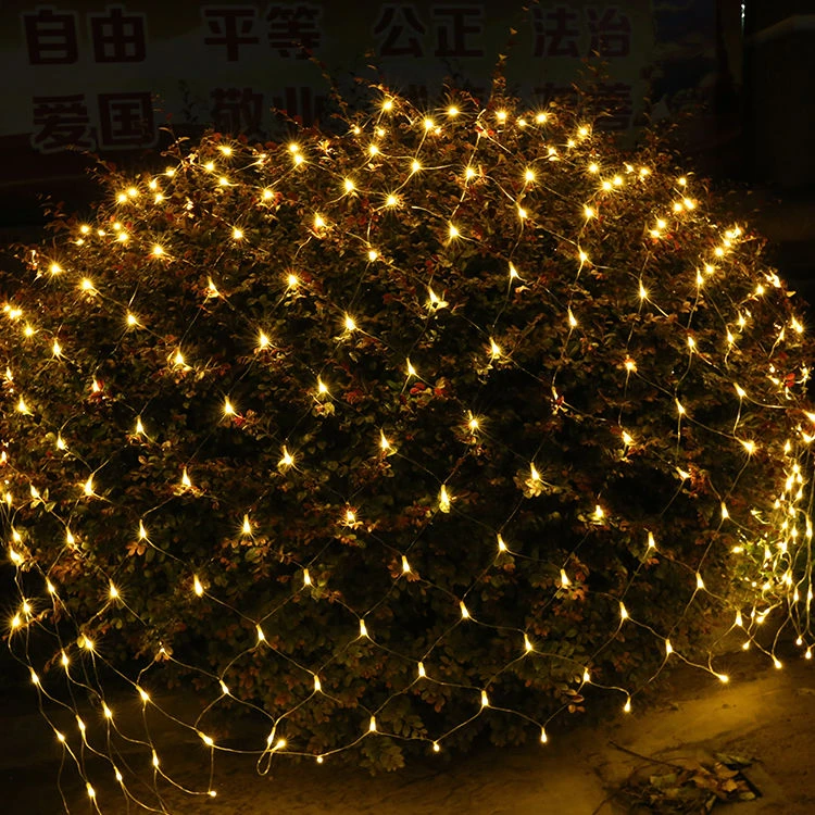 led太阳能网灯格子渔网状过新年户外防水装饰节日小彩灯闪灯串灯