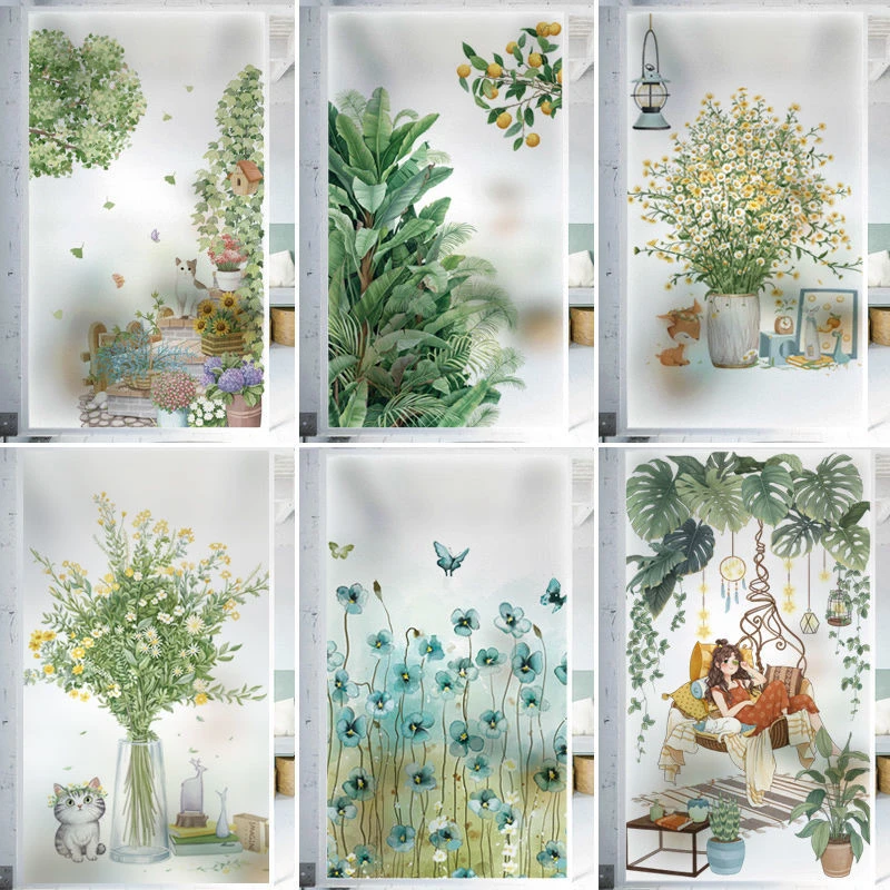 免胶静电玻璃贴膜贴纸浴室卫生间窗花透光不透明保护隐私防窥阳台