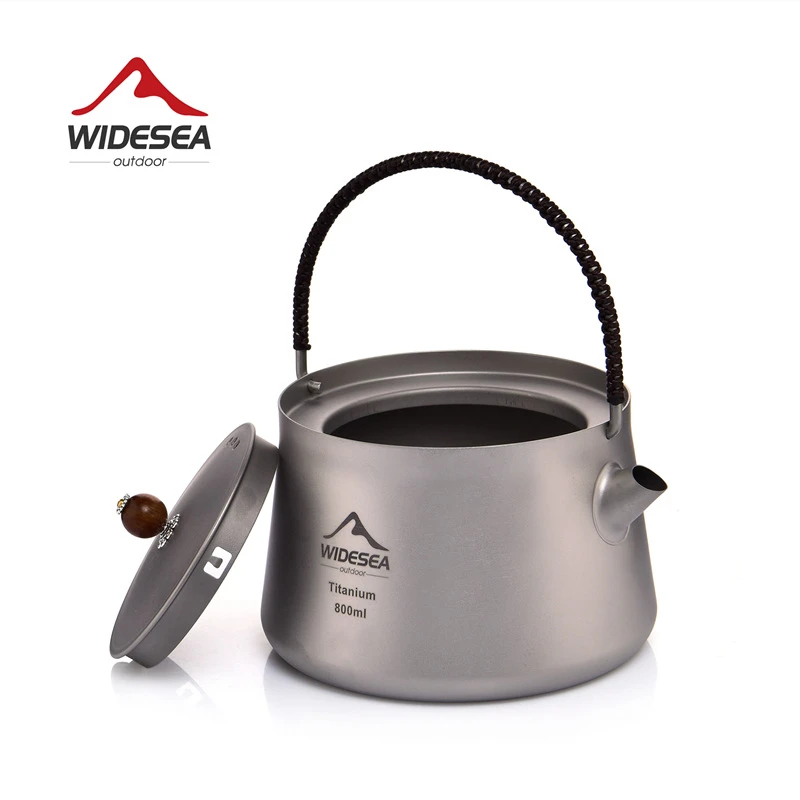 Widesea纯钛水壶 800ML野营钛茶壶  超轻抗菌耐明火户外烧水壶