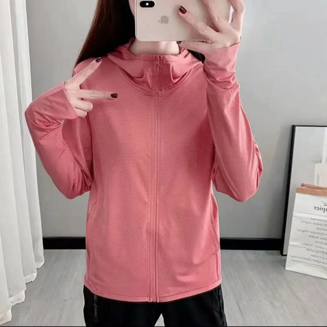 UPF50+夏季户外防晒衣女轻薄透气冰丝长袖防嗮服弹力薄款外套