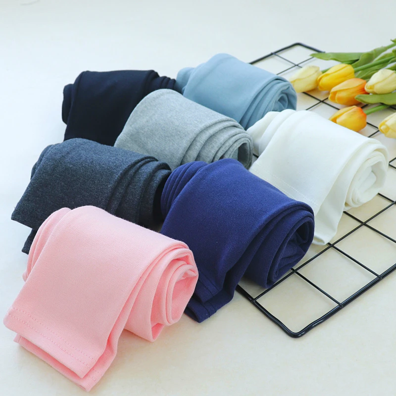 春秋款儿童打底裤 男女宝宝纯棉纯色长裤外穿弹力修身糖果色裤子