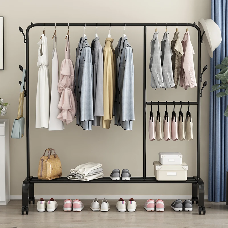 落地式晾衣架家用阳台室内户外简易单杆晒鞋架晒被子晾衣服的架子