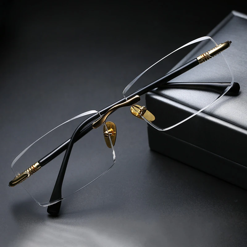 东海水晶老花镜男水晶石头镜女正品高清时尚耐磨无框切边老光镜