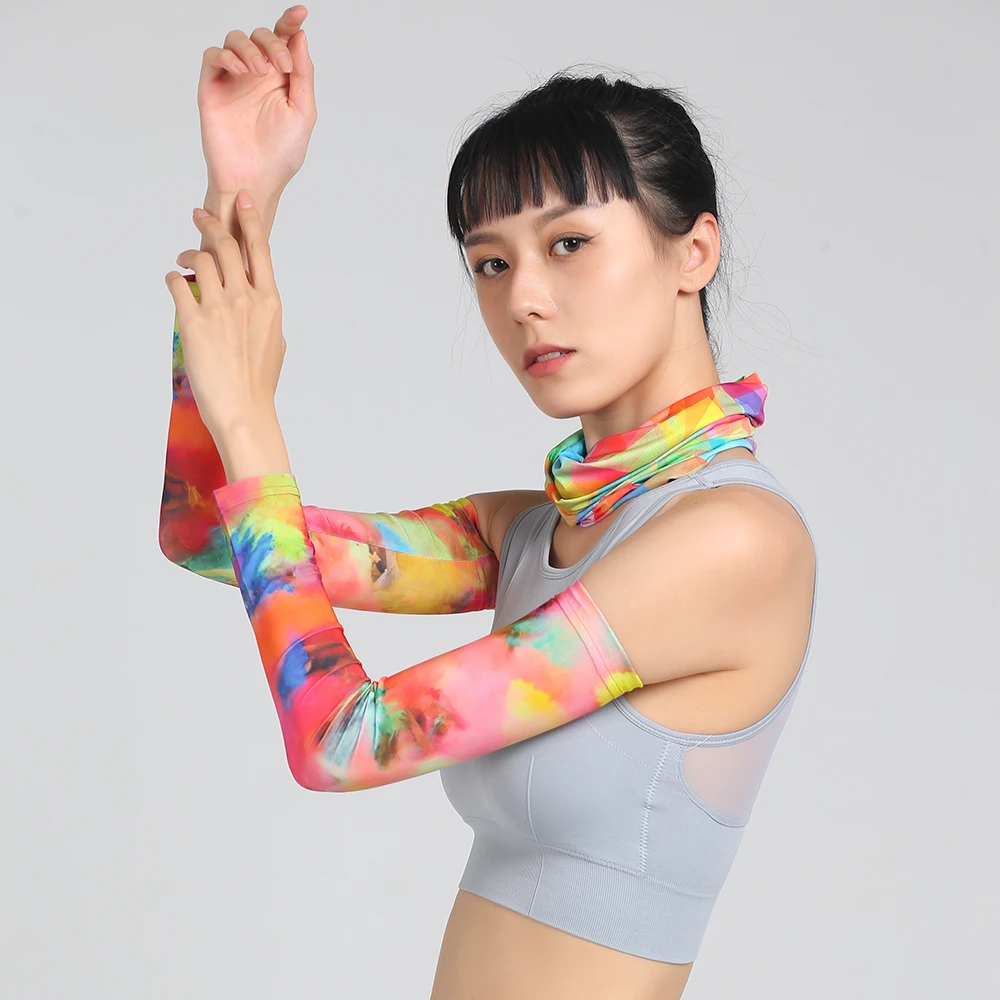 夏季薄款冰袖冷感冰丝套袖户外摩托开车骑行运动手臂手套男女护臂