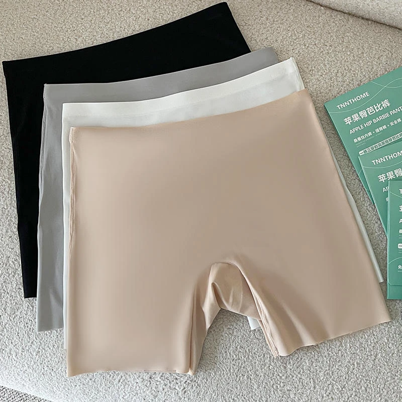 无痕冰丝安全裤女防走光夏季大码薄款打底裤内裤二合一短裤不卷边