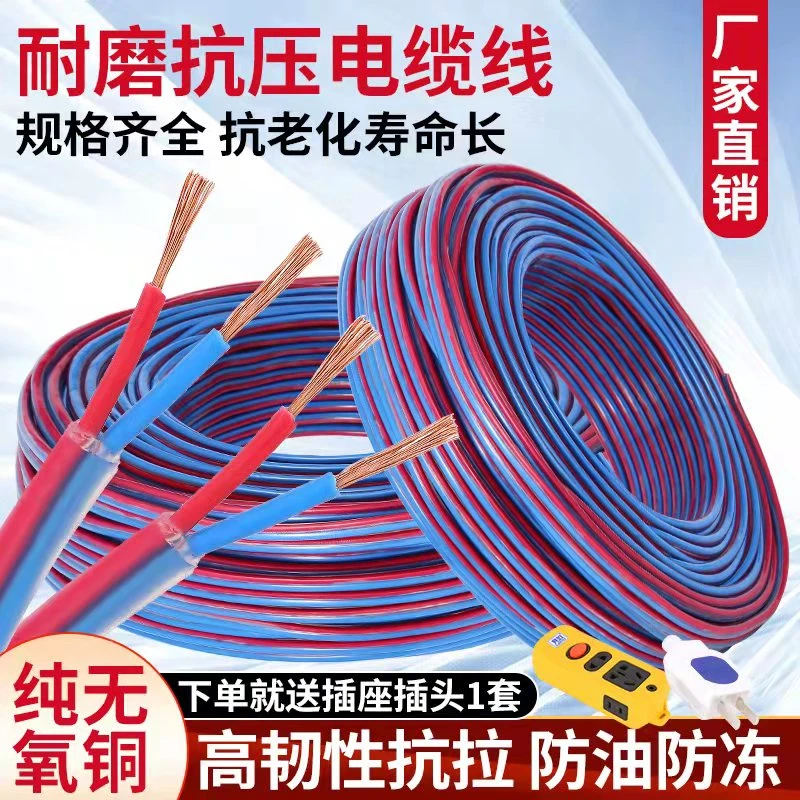 防水防冻2芯国标铜芯软线1 1.5 2.5 4平方电缆线电动工具延长电线