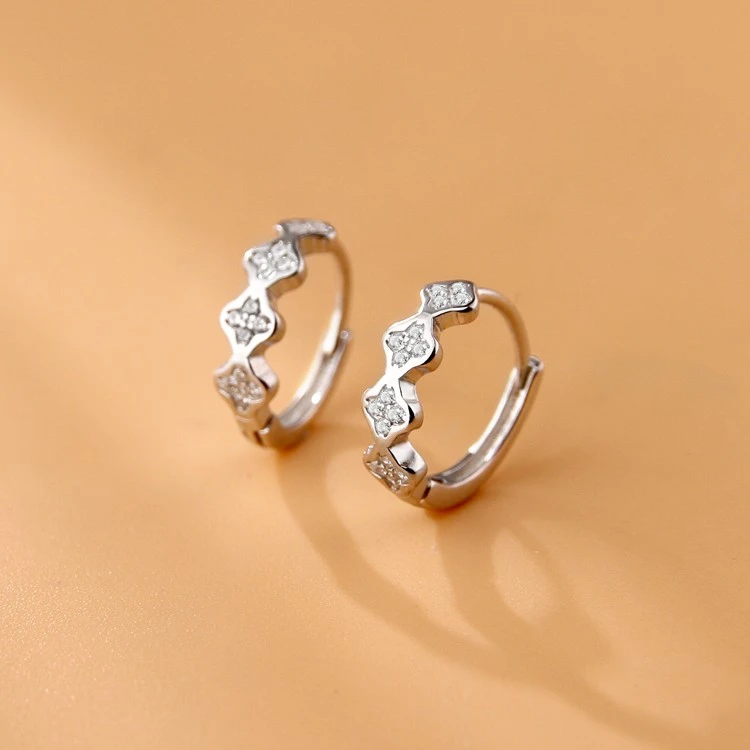 言若银匠 925银耳饰 纯银耳扣女森系甜美四叶草气质网红百搭EK90