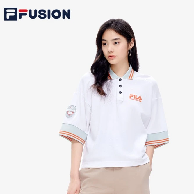 FILA FUSION x WM白山联名2022女子夏季针织短袖POLO衫T11W227109