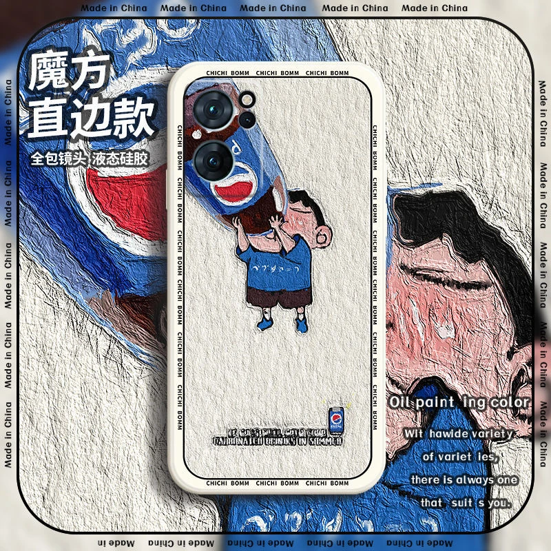 雪碧小新opporeno7手机壳液态硅胶reno7pro男女款软边防摔套潮牌