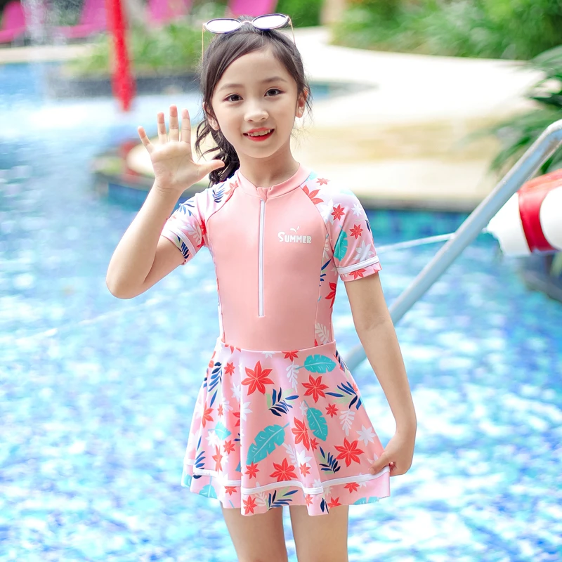 儿童泳衣女夏2021新款小中大童连体宝宝大码公主可爱裙泡温泉泳衣