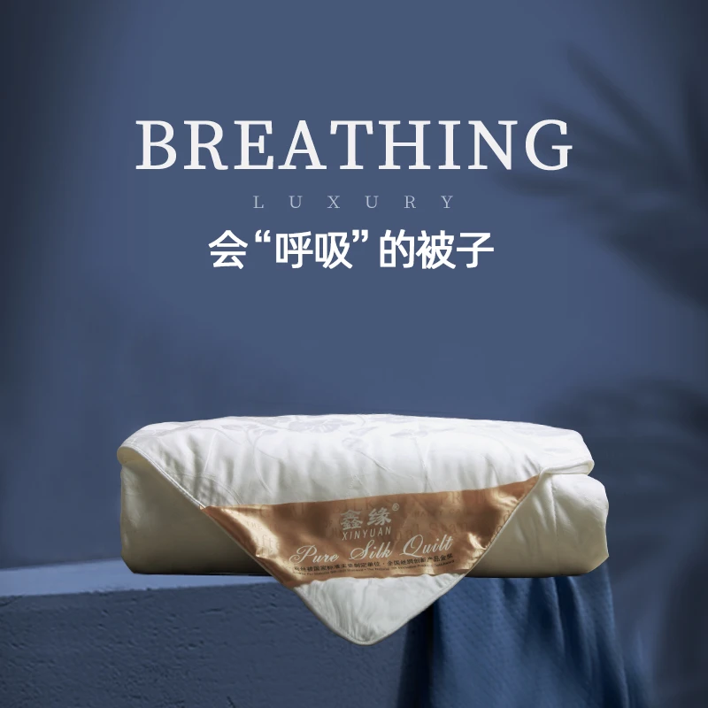 鑫缘100%双宫茧抑菌桑蚕冬被长丝蚕丝被车载午睡儿童单人薄款