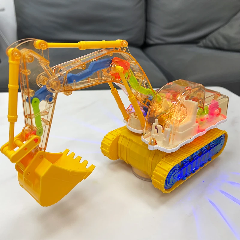 儿童电动挖掘机玩具男孩闪光音乐玩具车益智万向工程车挖土机模型