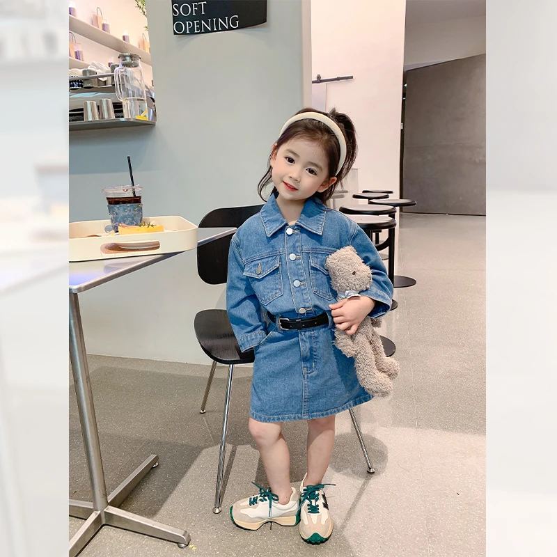 图图小象女童春季连衣裙子长裙牛仔连衣裙春秋洋气韩版