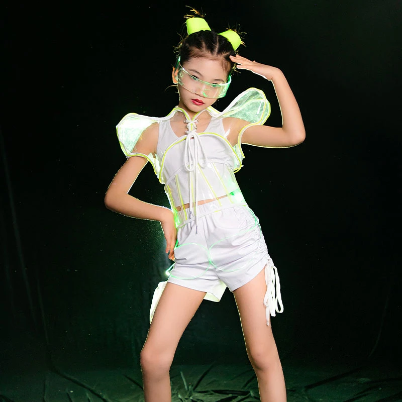 雉子灵儿童走秀潮酷个性服装女童r台高端演出服模特时装女孩炫酷