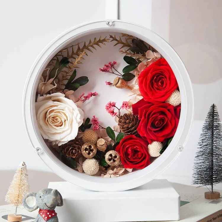 花好月圆永生花台灯-精选进口奥斯汀永生玫瑰粉色浪漫定制送女友