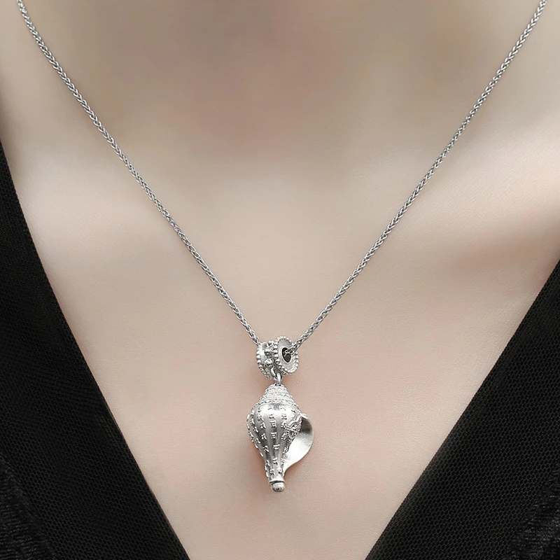 坠链均925银 布达拉宫官方足银海螺吊坠送礼物时尚百搭项链银饰品