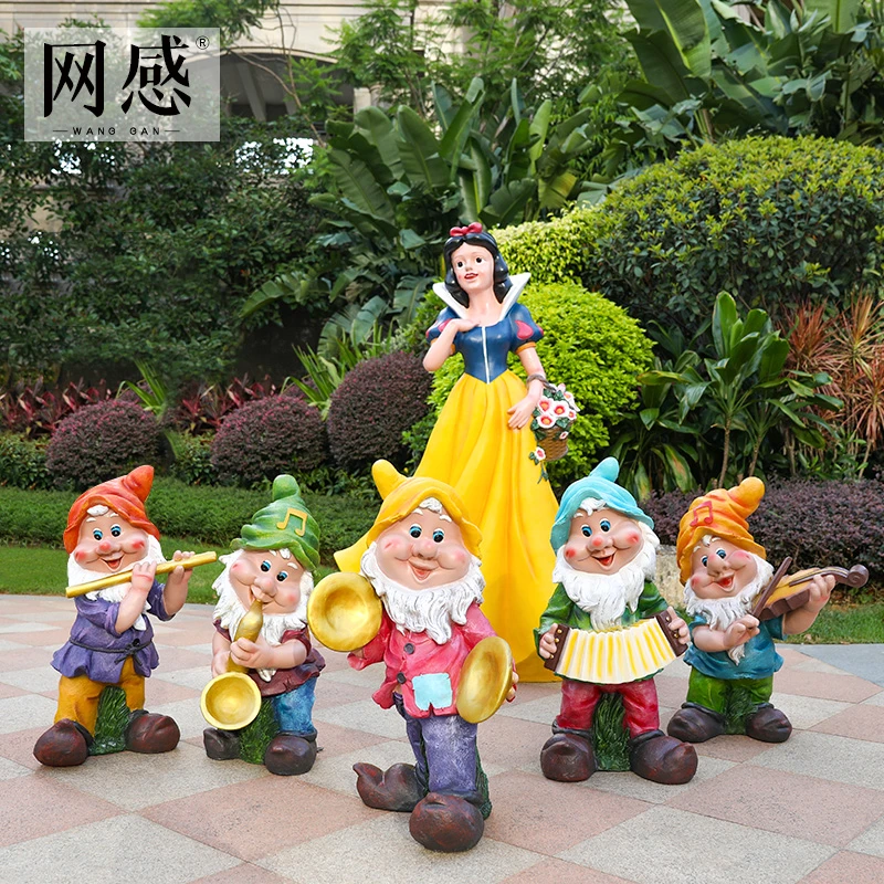 白雪公主户外玻璃钢雕塑幼儿园林游乐园美陈景观矮人花园装饰摆件