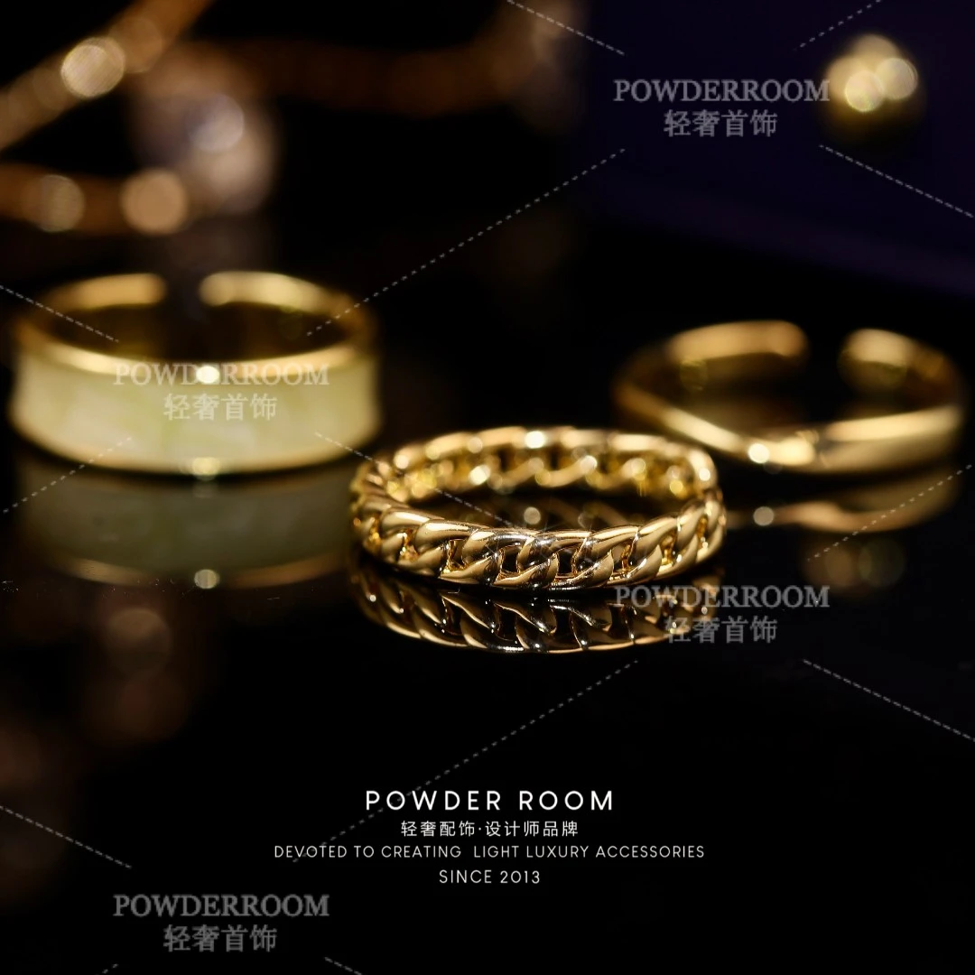 铜合金戒指 【三件套戒指】网红简约轻奢镂空开口高级ins商场个性