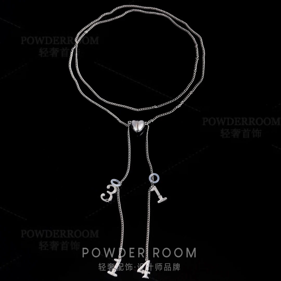 铜合金合成锆石项链 【永耀之心】原创耳机链磁吸爱心设计感精致