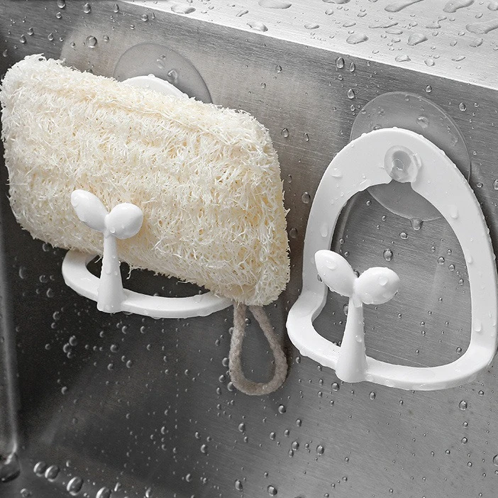 家用吸盘百洁布收纳架 创意厨房置物架  免打孔无痕洗碗海绵架