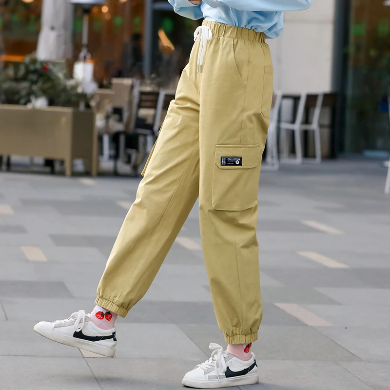 少女工装休闲裤宽松束脚初中学生时尚百搭大童高中女生春秋装裤子